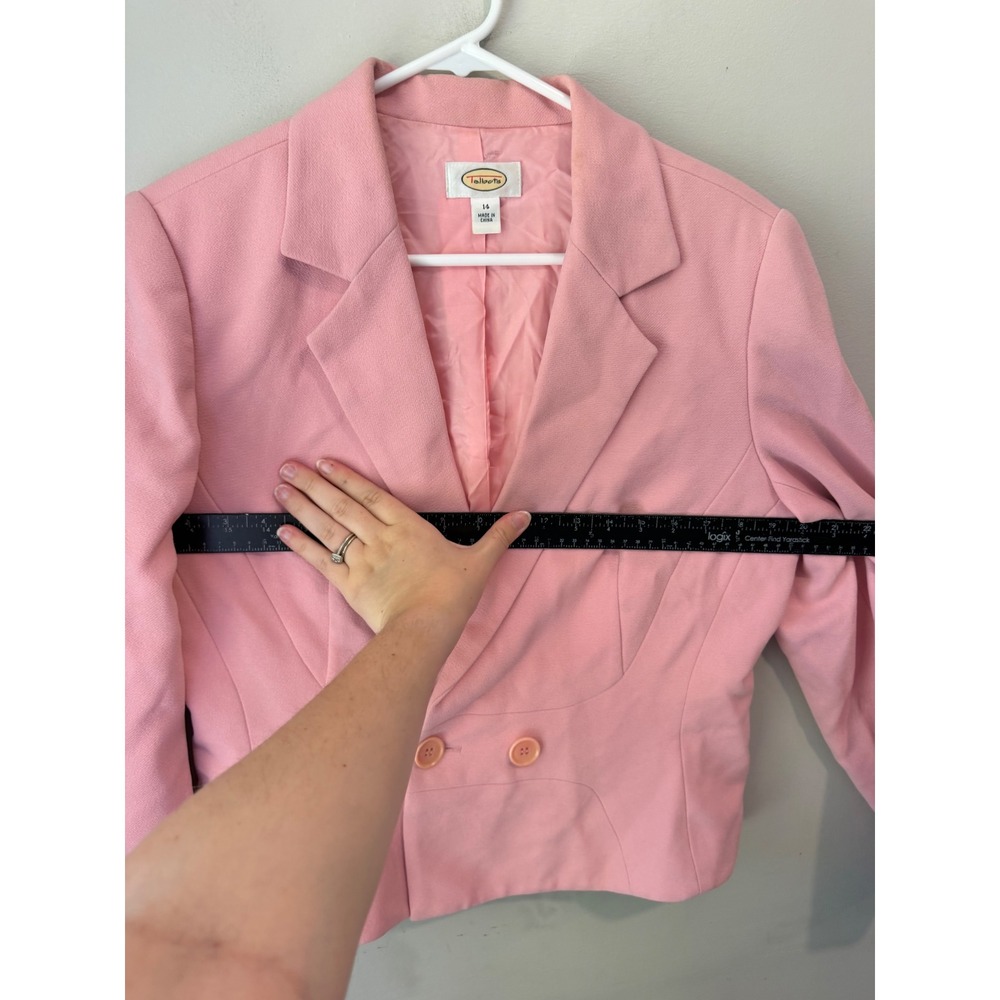 Talbots Pink Double Breasted Blazer Jacket Size 14 Pastel Crepe Cropped